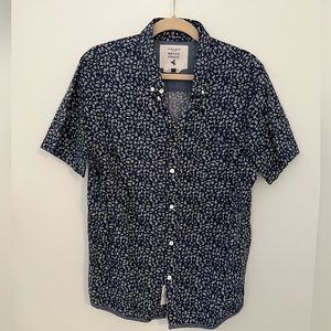 Men’s short sleeve collared shirt, Native Youth, blue floral